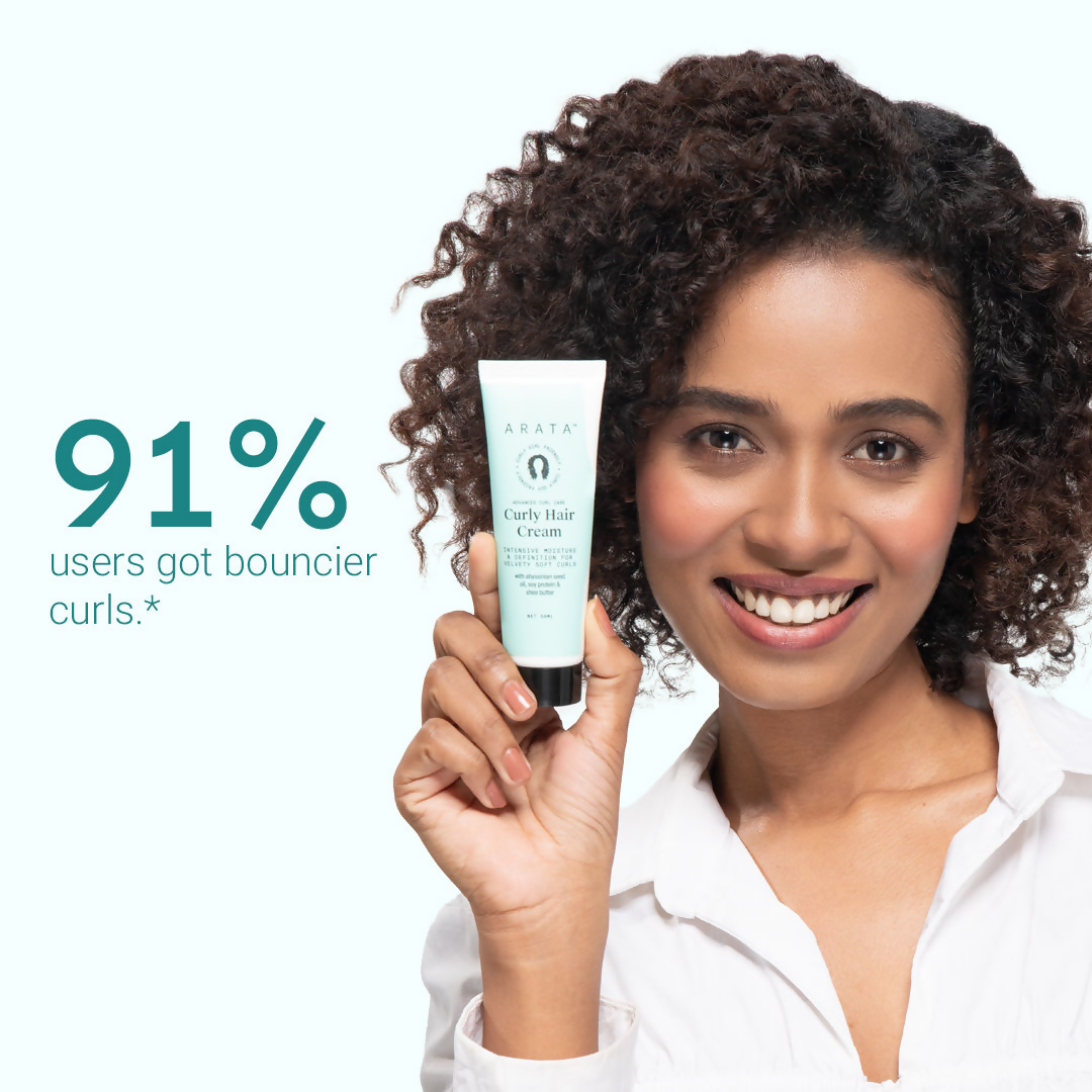 Arata Curly Hair Cream For Definition With Abyssinian Seed Oil | Grocsy