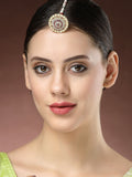 NVR Women's Gold-Polished CZ Stone-Studded Borla Maang Tikka | Grocsy