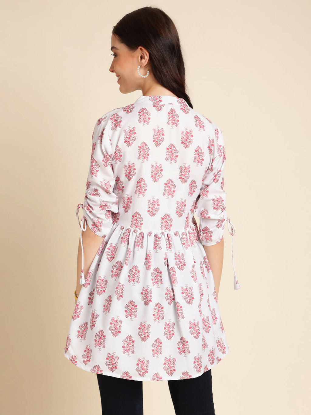 White Poly Rayon Digital Printed A-line Top - Tarini | Grocsy