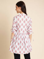 White Poly Rayon Digital Printed A-line Top - Tarini | Grocsy