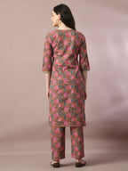 Myshka Women's Multi Printed Cotton Straight Party Kurta Set | Grocsy