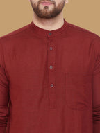 Even Apparels Men's Pure Cotton Maroon Kurta | Grocsy