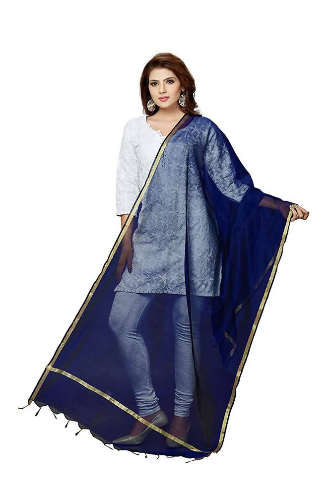 Mominos Fashion Navy Blue Banarsi Piping Dupatta | Grocsy