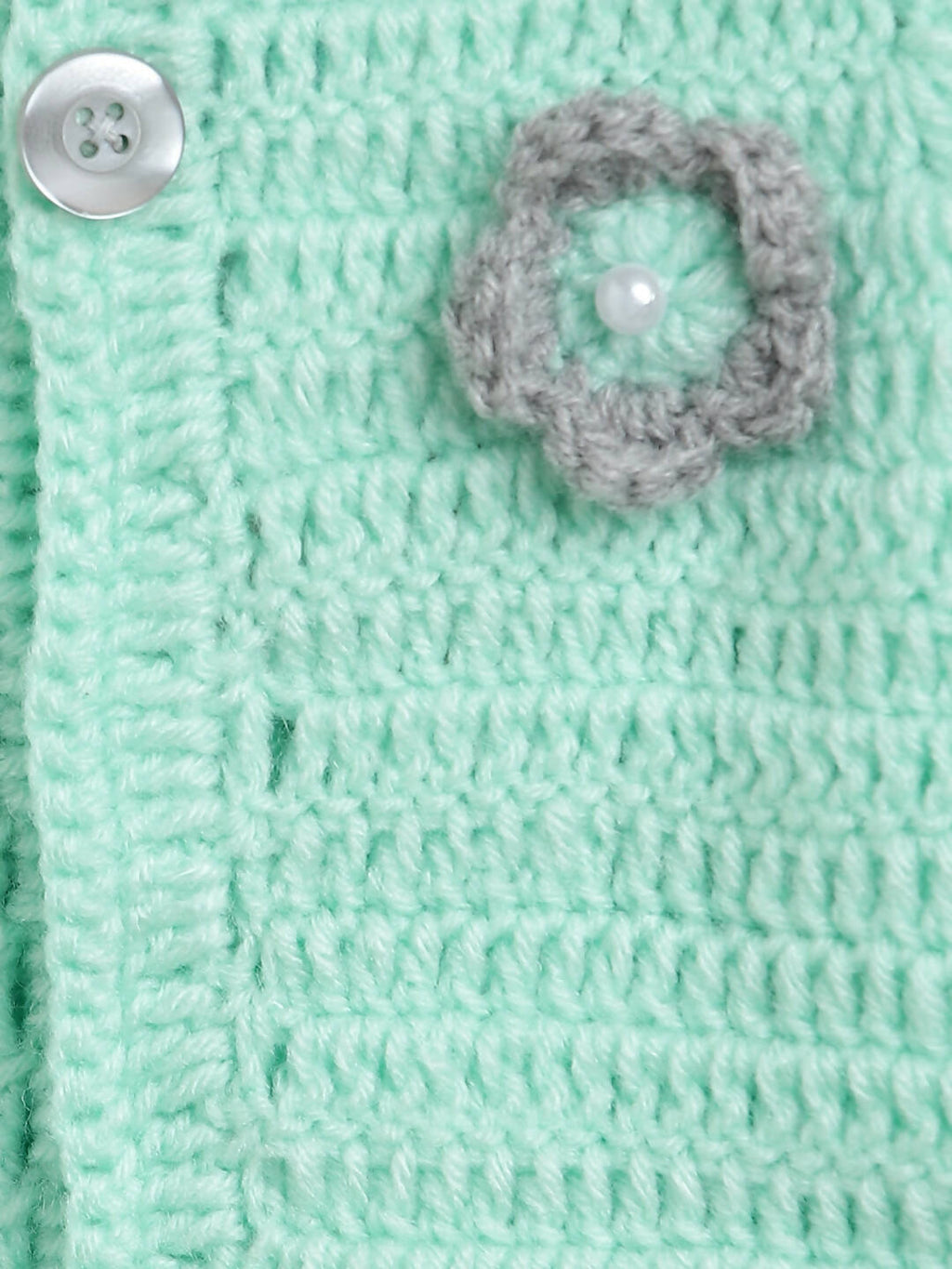 ChutPut Hand knitted Crochet Maharani Wool Dress For Baby Girls - Green | Grocsy