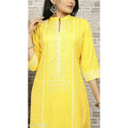 Vamika Yellow Embroidery Rayon Party And Casual Wear Kurta Set | Grocsy