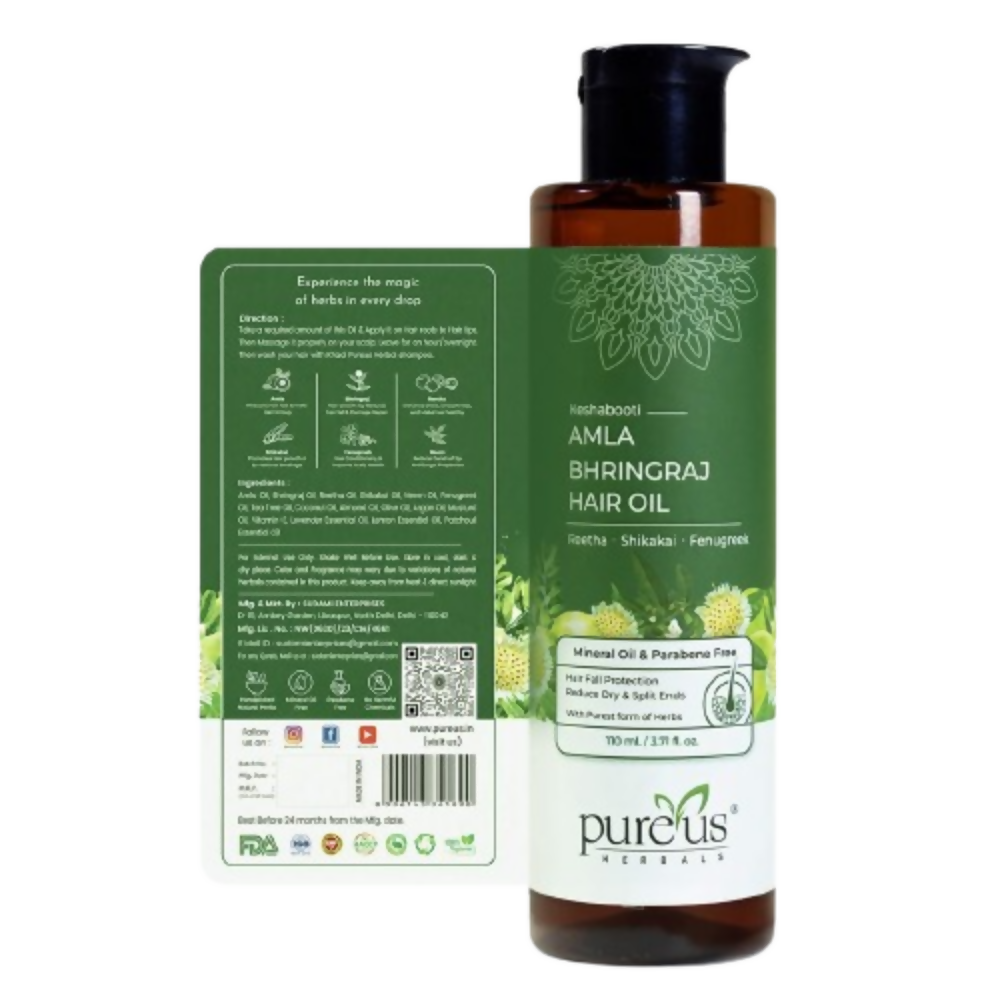 Pureus Herbals Amla Bhringraj Hair Oil | Grocsy