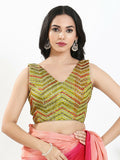 Joban Fashion Liril Silk Padded Blouse With V Neck Sleeveless | Grocsy