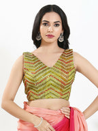 Joban Fashion Liril Silk Padded Blouse With V Neck Sleeveless | Grocsy