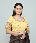 Joban Fashion Women's Light Yellow Embroidered Stitched Blouse | Grocsy