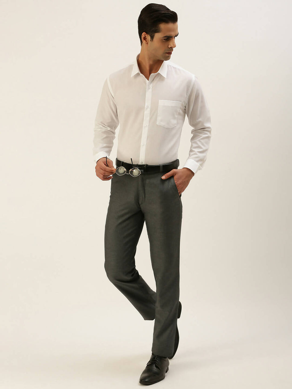 Ramraj Cotton Mens Full Sleeve Formal Poly Cotton White Shirt | Grocsy