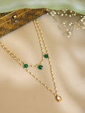 Ruby Raang Gold Kundan and Green Stone Layered Necklace | Grocsy