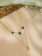 Ruby Raang Gold Kundan and Green Stone Layered Necklace | Grocsy