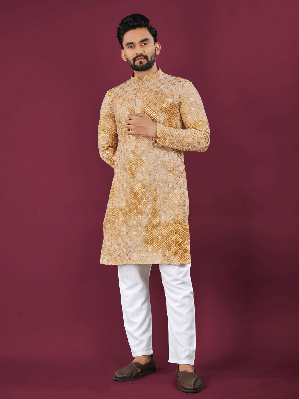 Anaita Yellow Chikankari Work Viscose Rayon Straight Kurta | Grocsy