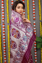 Jyoti Fashion Women's Wine Banarasi Silk Zari Woven Saree with Blouse | Grocsy