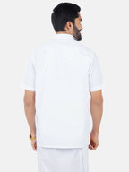 Ramraj Cotton Mens Half Sleeve Formal 100 % Cotton White Shirt | Grocsy