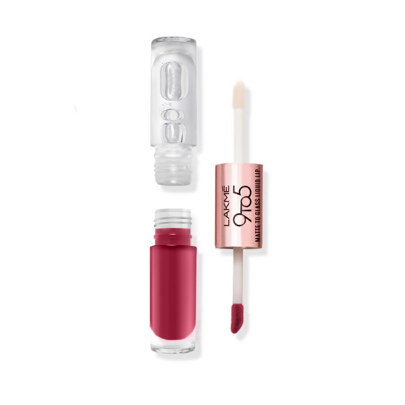 Lakme 9 To 5 Matte To Glass Liquid Lip - Fuchsia Pink | Grocsy