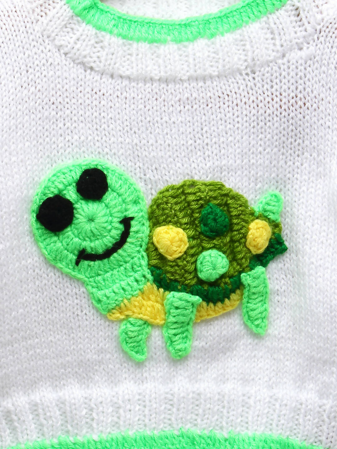 Chutput Kids Woollen Hand Knitted Turtle Design Sweater - White | Grocsy
