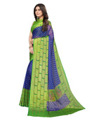 Vamika Blue Chiffon Brasso Bollywood Style Woven Saree (DIMPLE BLUE) | Grocsy