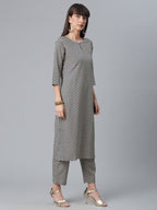 Ahalyaa Black & White Digital Print Crepe Kurta and Pant With Dupatta Set | Grocsy