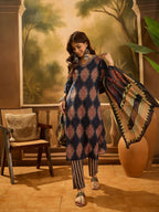 Joban Fashion Printed Navy Blue Pure Cotton Kurta Set | Grocsy