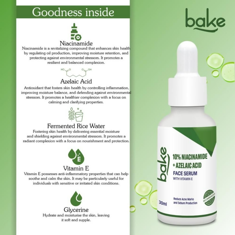 Bake 10% Niacinamide & Azelaic Acid Face Serum With Vitamin E | Grocsy