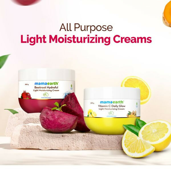 Mamaearth Beetroot Hydraful Light Moisturizing Cream with Beetroot & Hyaluronic Acid For Hydrated Pink Glow | Grocsy