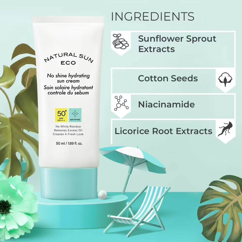 The Face Shop Natural Sun Eco No Shine Hydrating Sun Cream-SPF 50 - Korean Skincare | Grocsy