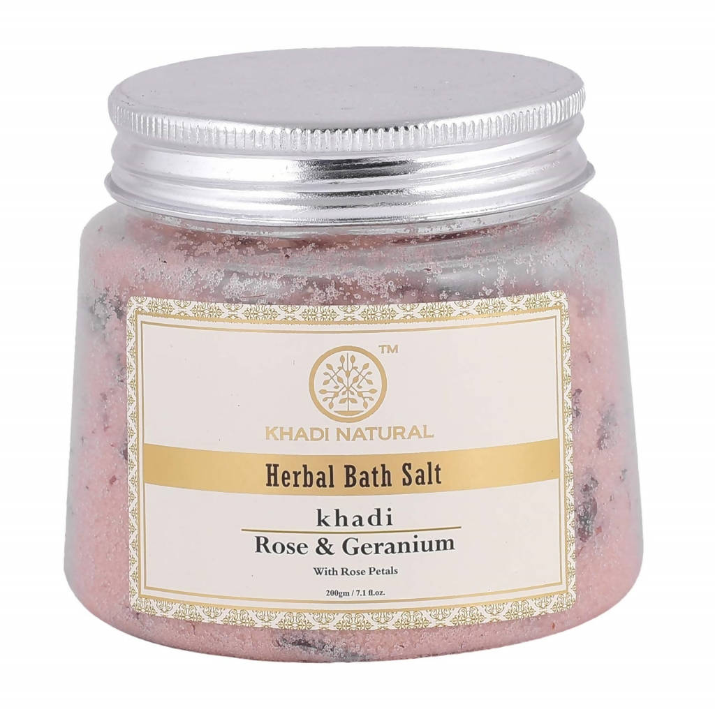 Khadi Natural Rose & Geranium With Rose Petals Bath Salt | Grocsy