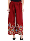 Mominos Fashion Maroon Floral Design Palazzo | Grocsy