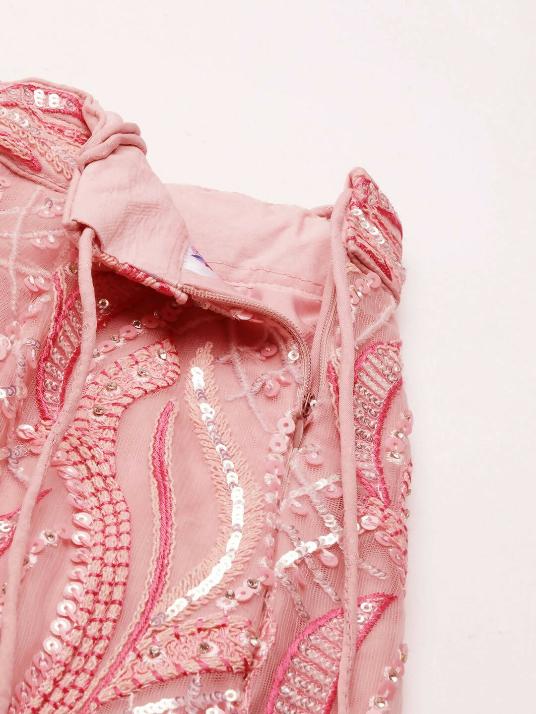 House of Panchhi Coral Pink Net Sequins and Zarkan embroidery Lehenga choli & Dupatta | Grocsy