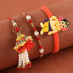 Bhaiya Bhabhi Pearl Set & Bal Ganesha Rakhi | Grocsy