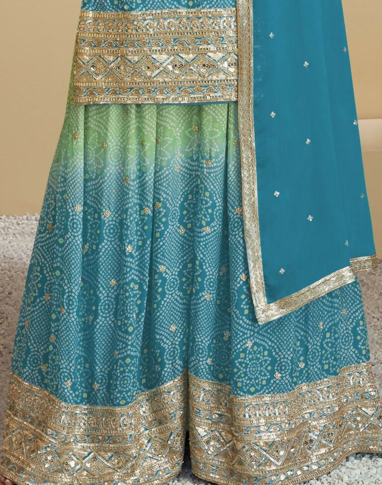 Vastranavya Bandhej Printed Chinon Chiffon Embroidered Sequins Pakistani Suit | Grocsy