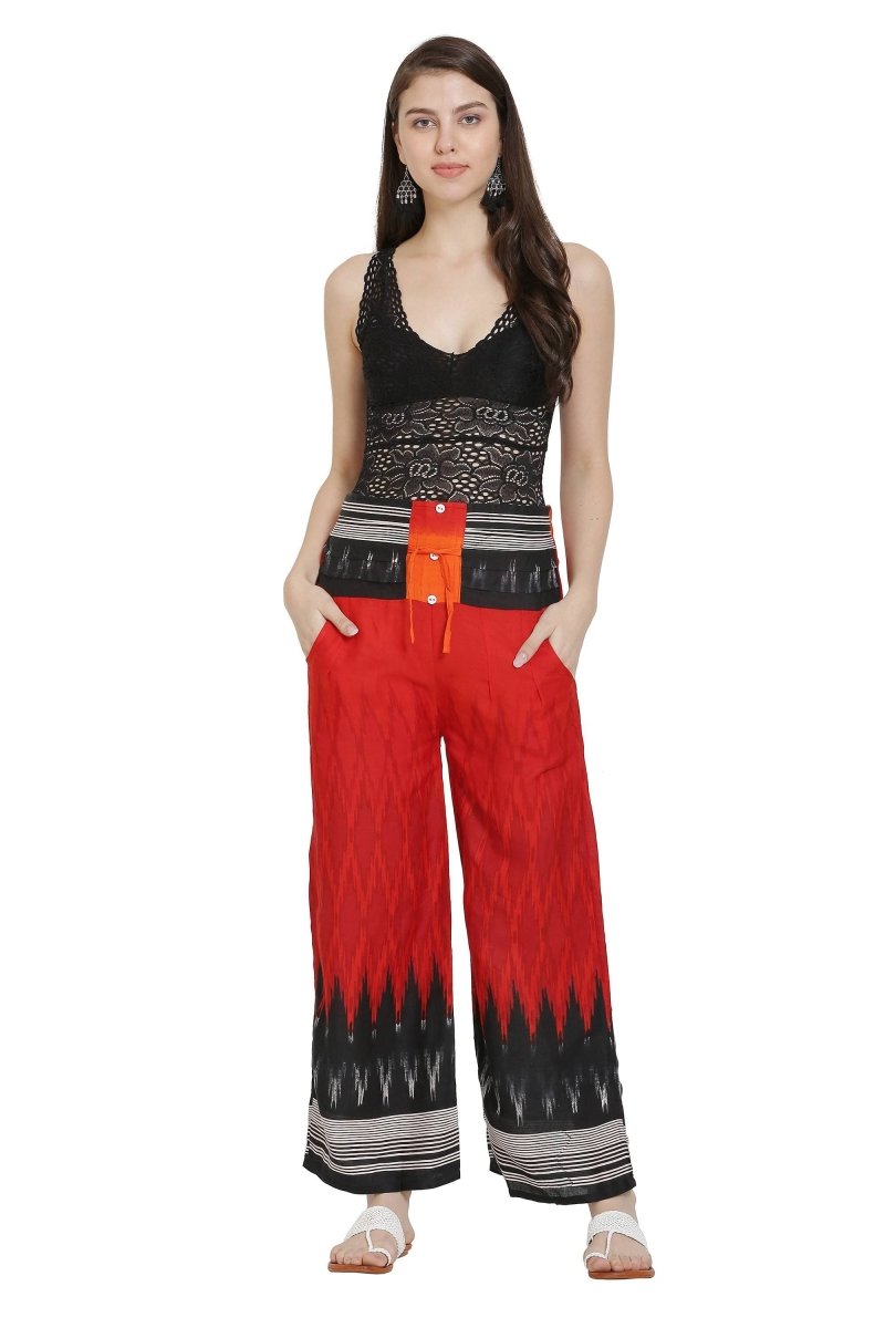 Asmaani Red Color Print Palazzo | Grocsy