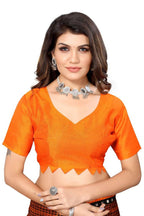 Vamika Orange Lycra Knitted Saree | Grocsy