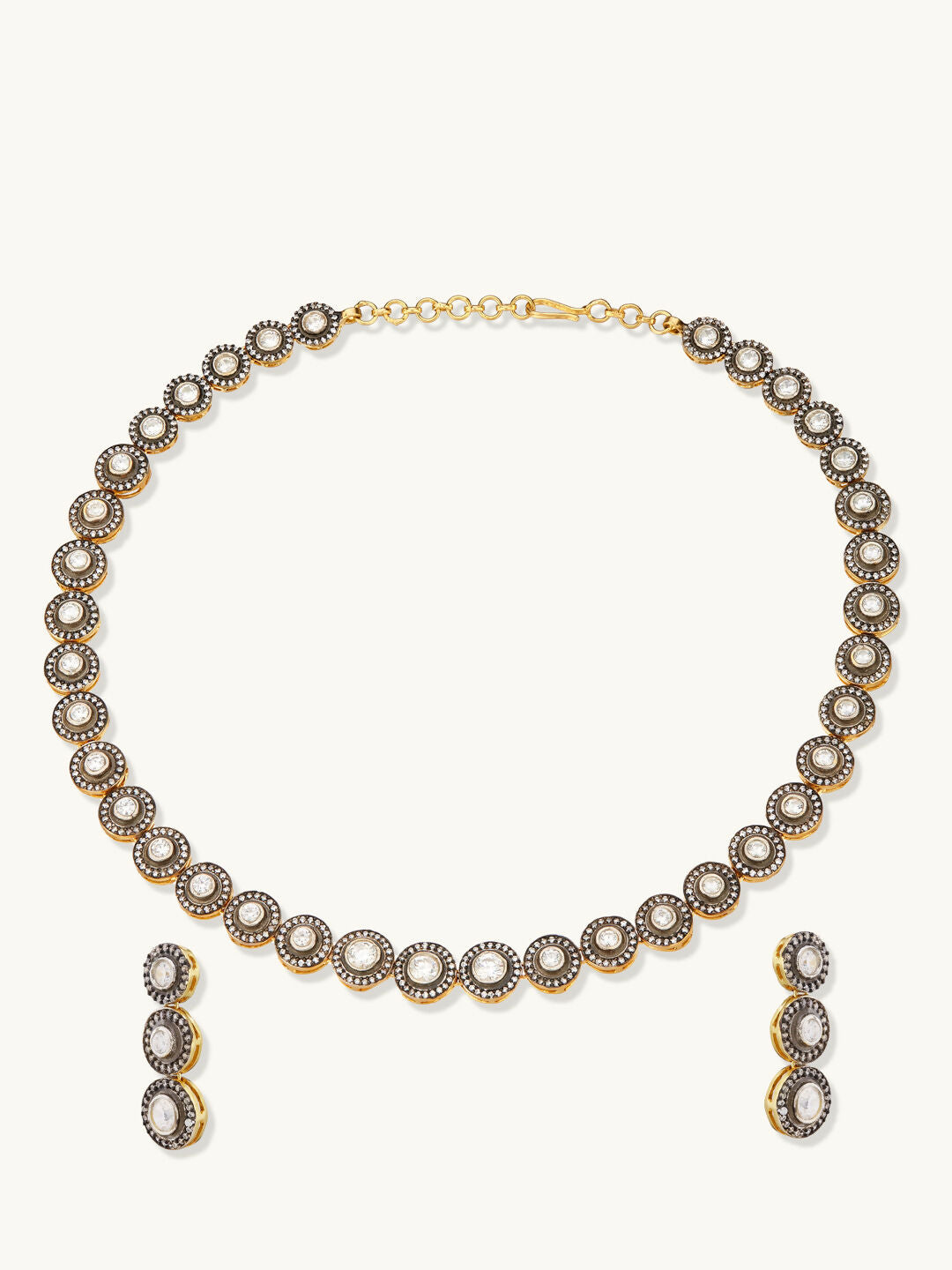 Nuyug 22K Gold-Plated Crystal Stone Studded Necklace Set | Grocsy
