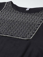 Yufta Women Black Yoke Design Regular Sequinned Kurta with Palazzo & With Dupatta | Grocsy