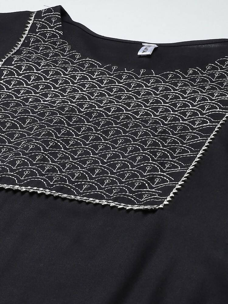 Yufta Women Black Yoke Design Regular Sequinned Kurta with Palazzo & With Dupatta | Grocsy