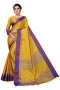 Vamika Ethnic Fire Mustard Cotton Silk Saree | Grocsy