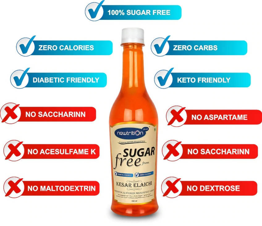 Newtrition Plus Sugar Free Kesar Elaichi Syrup | Grocsy
