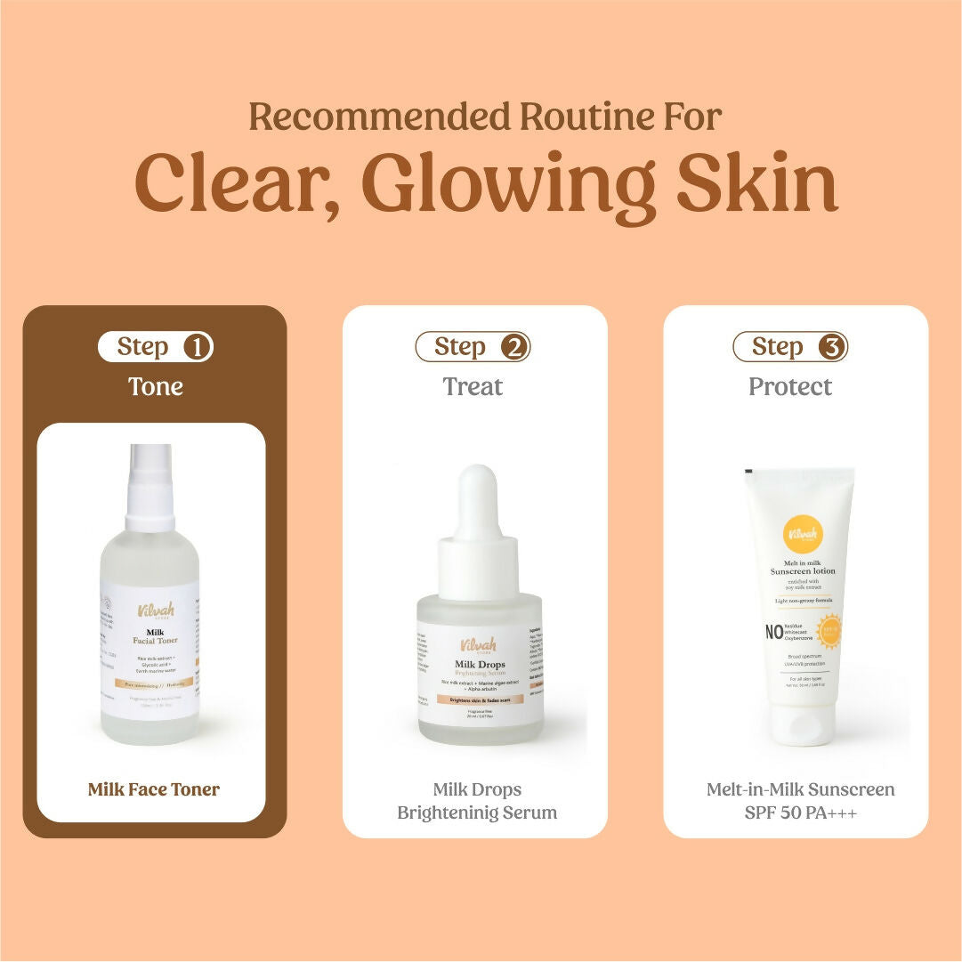 Vilvah Store Milk Face Toner (Earth marine water - Pore minimise) | Grocsy