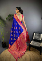 Joban Fashion Banarasi Royal Blue Woven Soft Silk Saree | Grocsy