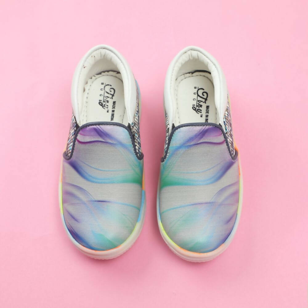 Tiny Bugs Unisex Sea Printed Slip Ons Sneakers - Grey | Grocsy