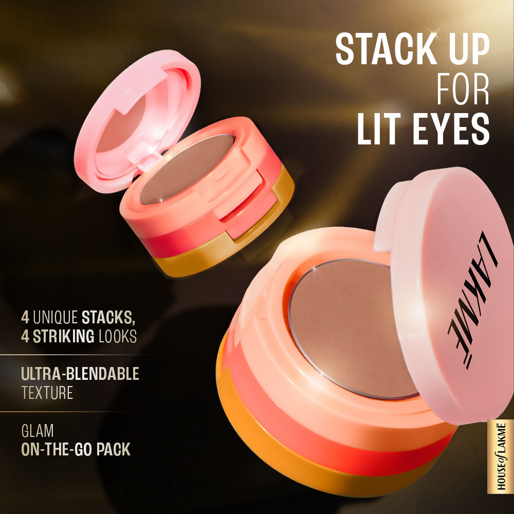 Lakme 9 To 5 Eyeconic Cream Powder Eyeshadow Stack - Golden Hour Goddess | Grocsy