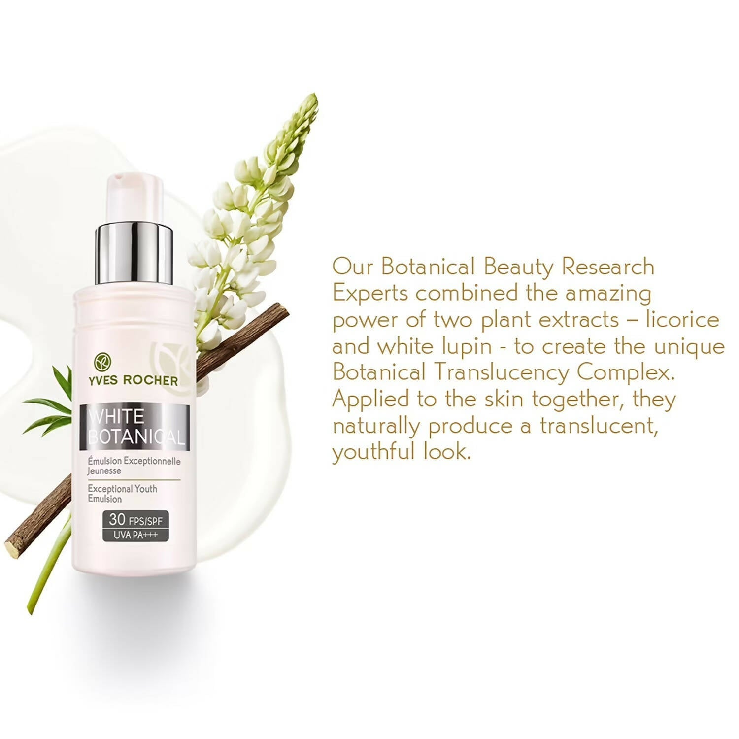Yves Rocher White Botanical Exceptional Youth Emulsion SPF UVA PA+++ | Grocsy