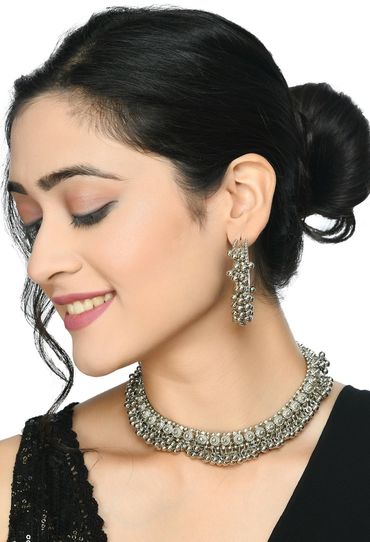 Mominos Fashion Johar Kamal Silver-Plated Brass Finish Ghungroo Work Choker For Women | Grocsy