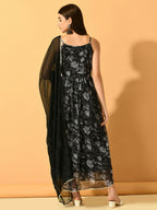 Myshka Women's Black Festive Flared Anarkali Kurta With Dupatta sets | Grocsy