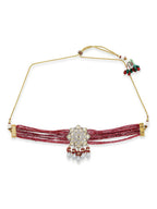 Maroon Kundan Choker with Pearl Drops- Ruby Raang | Grocsy