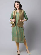 Even Apparels Beige Bansari Silk Open Front Women's Gillet | Grocsy
