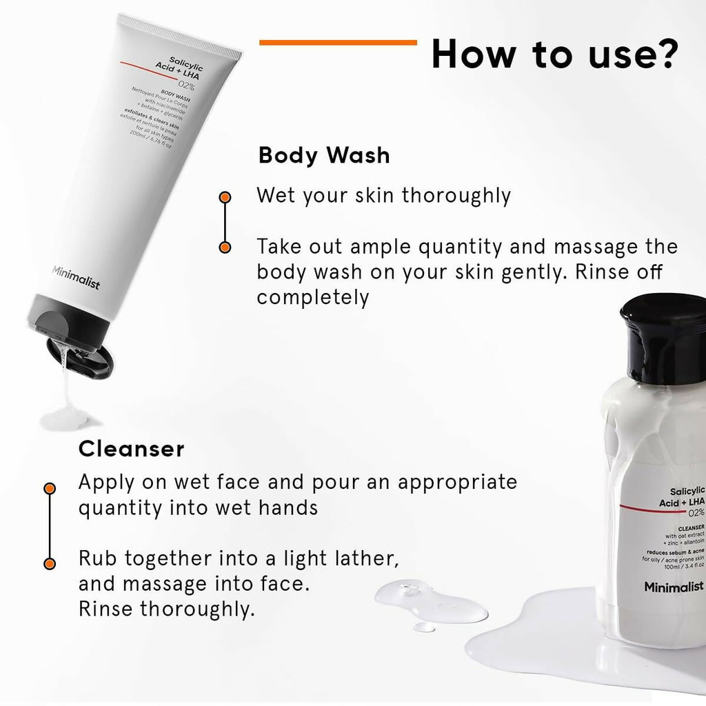 Minimalist Salicylic Acid Face Wash and Body Wash Combo | Grocsy