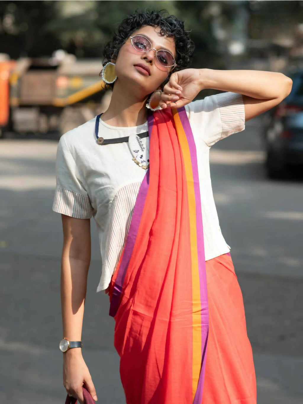 Suta Red Solid Mul Cotton Saree | Grocsy